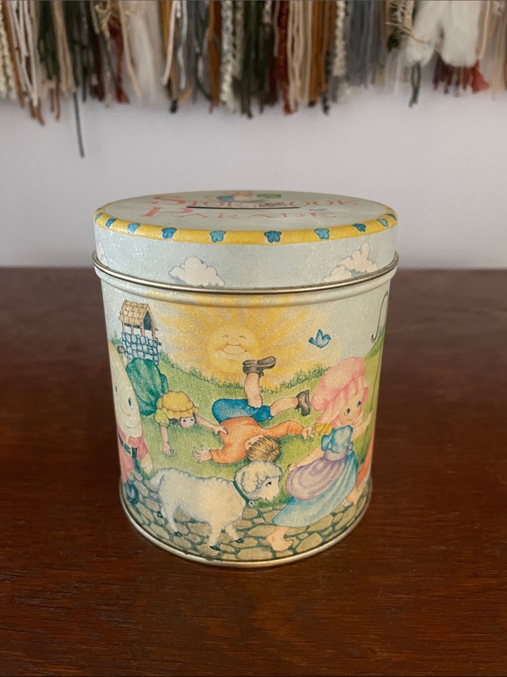Vintage nursery rhyme themed collectible Tin
